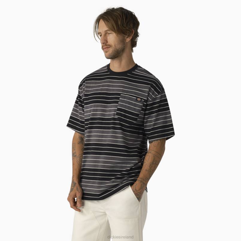 Dickies Men Relaxed Fit Striped Pocket T-Shirt Tonal Black/White Stripe (TSH) N80J747 Apparel