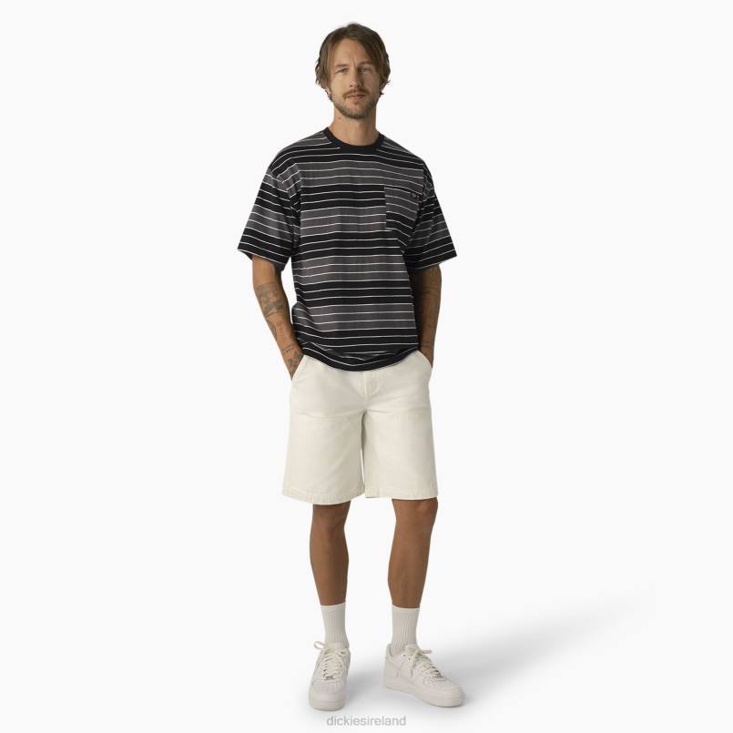 Dickies Men Relaxed Fit Striped Pocket T-Shirt Tonal Black/White Stripe (TSH) N80J747 Apparel