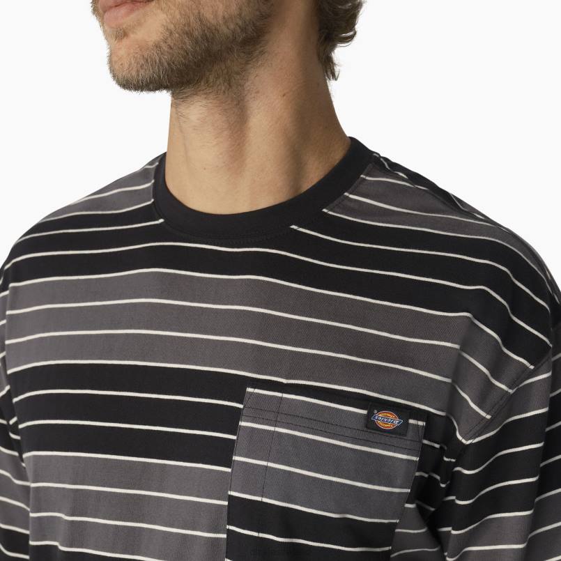 Dickies Men Relaxed Fit Striped Pocket T-Shirt Tonal Black/White Stripe (TSH) N80J747 Apparel