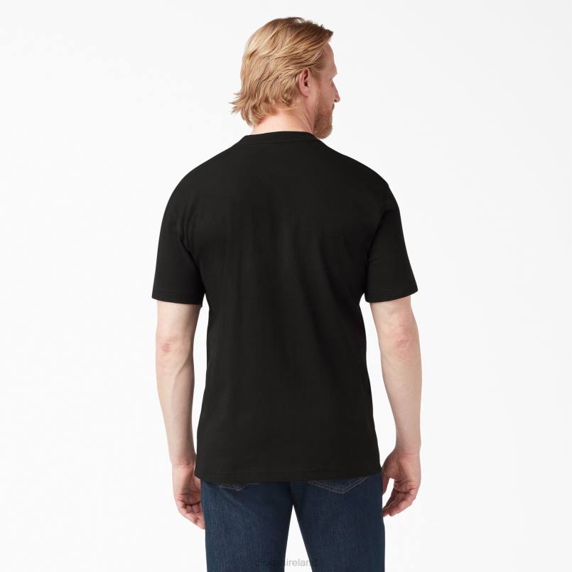 Dickies Men Short Sleeve Heavyweight Henley T-Shirt Black (BK) N80J635 Apparel