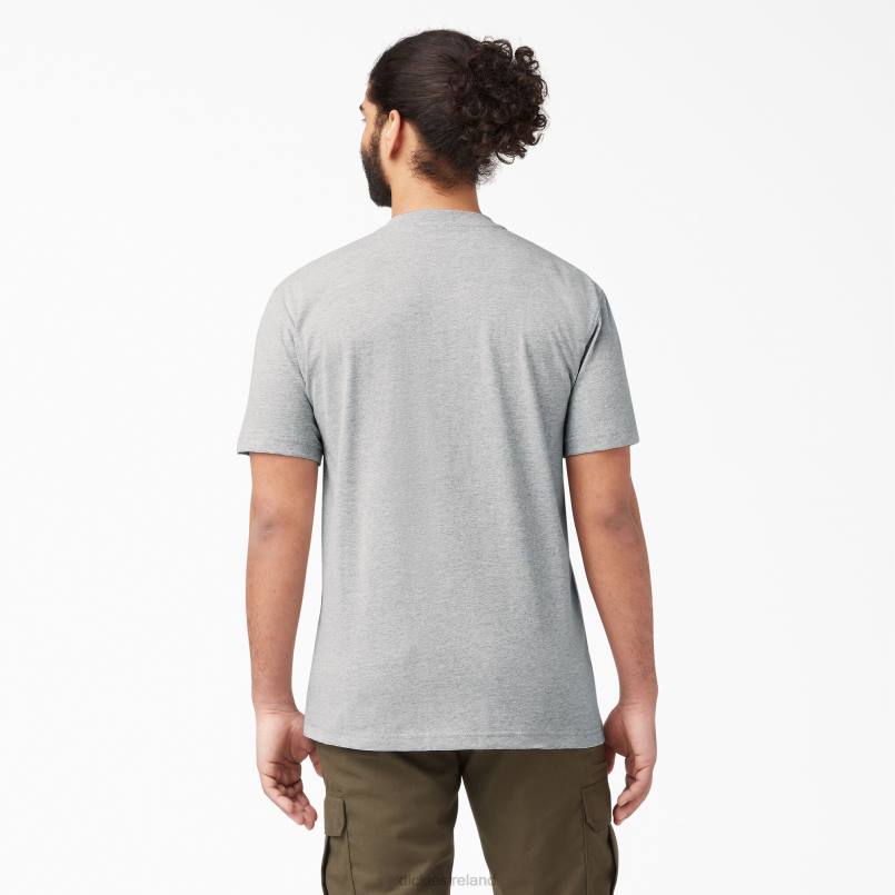 Dickies Men Short Sleeve Heavyweight Henley T-Shirt Heather Gray (HG) N80J639 Apparel
