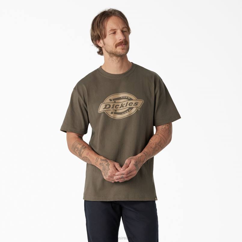 Dickies Men Short Sleeve Heavyweight Logo T-Shirt Moss Green (MS) N80J740 Apparel