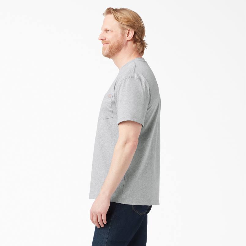 Dickies Men Short Sleeve Heavyweight T-Shirt Heather Gray (HG) N80J517 Apparel