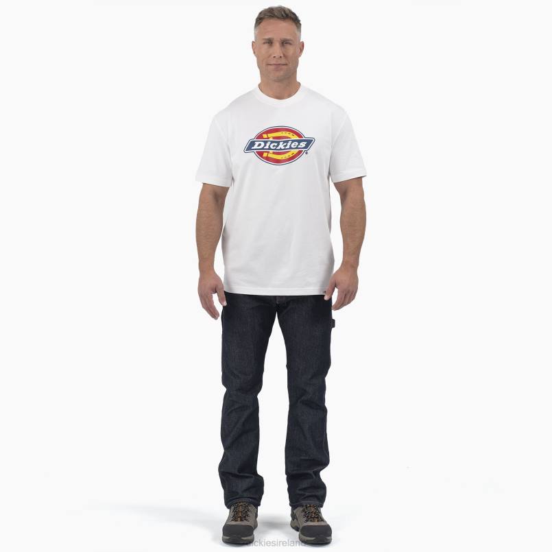 Dickies Men Short Sleeve Tri-Color Logo Graphic T-Shirt White (WH) N80J714 Apparel