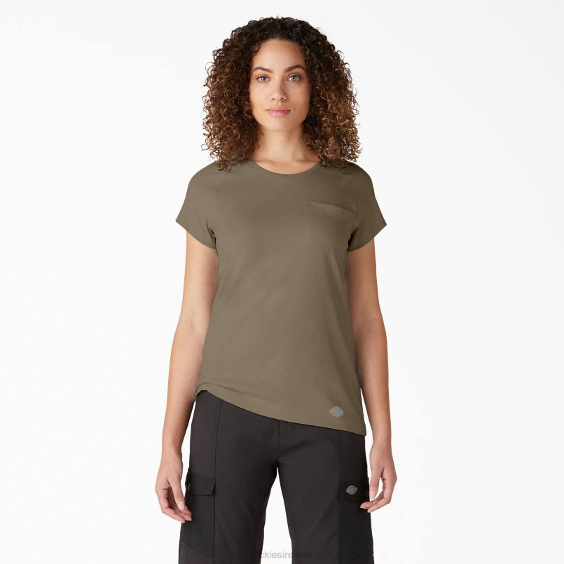 Dickies Women Cooling Short Sleeve T-Shirt Military Green Heather (MLD) N80J1581 Apparel