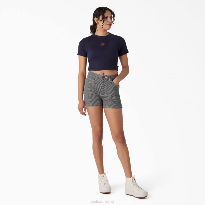 Dickies Women Embroidered Cropped Baby T-Shirt Ink Navy (IK) N80J2195 Apparel