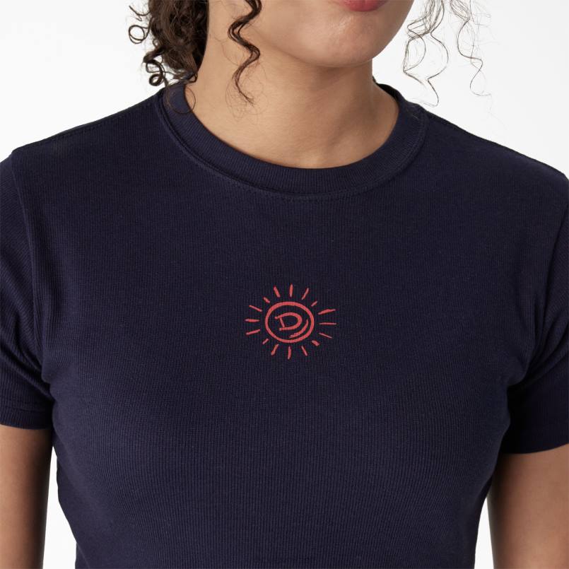 Dickies Women Embroidered Cropped Baby T-Shirt Ink Navy (IK) N80J2195 Apparel
