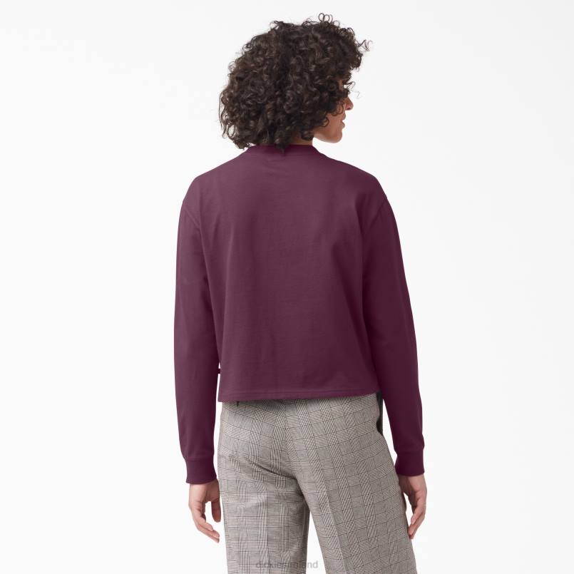 Dickies Women Loretto Long Sleeve Cropped T-Shirt Grape Wine (GW9) N80J2160 Apparel