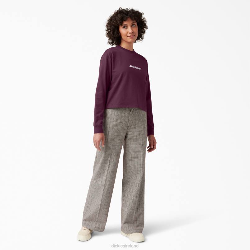 Dickies Women Loretto Long Sleeve Cropped T-Shirt Grape Wine (GW9) N80J2160 Apparel