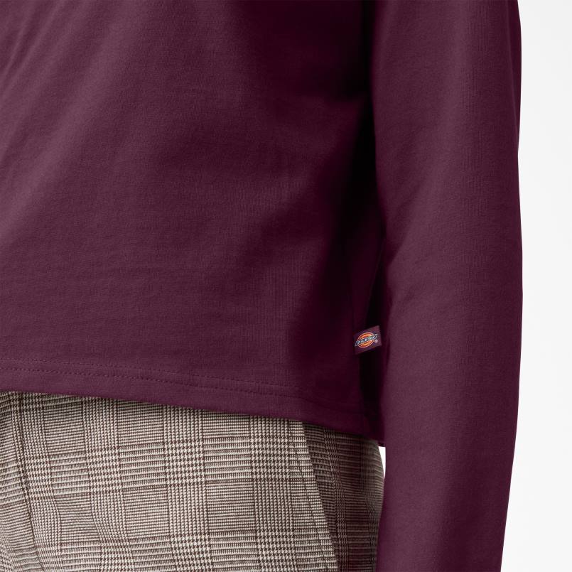 Dickies Women Loretto Long Sleeve Cropped T-Shirt Grape Wine (GW9) N80J2160 Apparel