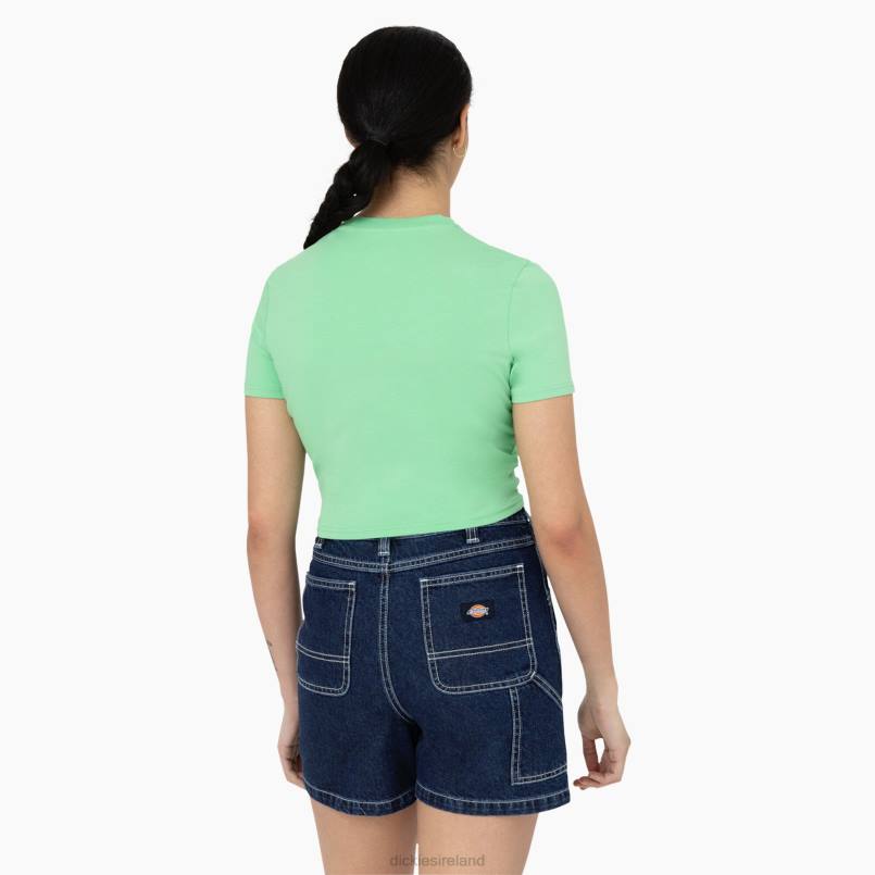 Dickies Women Maple Valley Logo Cropped T-Shirt Apple Mint (AR2) N80J2094 Apparel