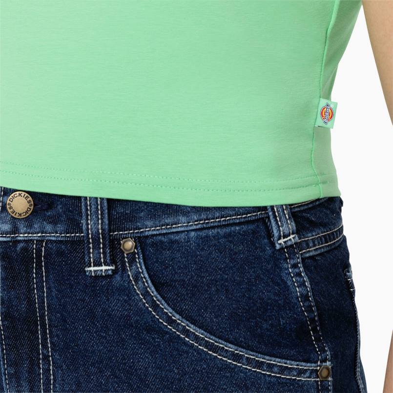 Dickies Women Maple Valley Logo Cropped T-Shirt Apple Mint (AR2) N80J2094 Apparel