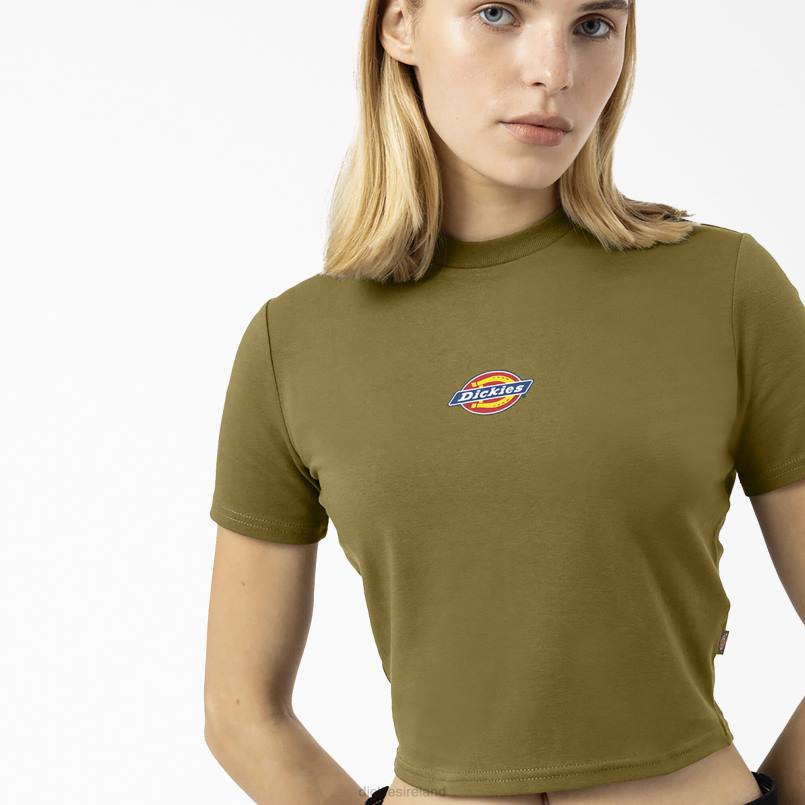 Dickies Women Maple Valley Logo Cropped T-Shirt Green Moss (G2M) N80J2096 Apparel