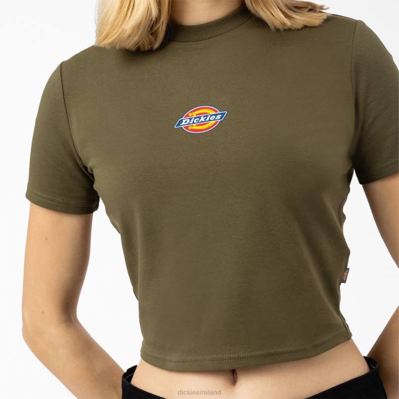 Dickies Women Maple Valley Logo Cropped T-Shirt Military Green (ML) N80J2098 Apparel