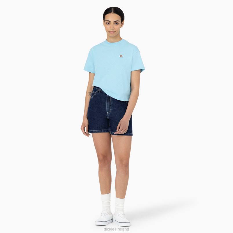 Dickies Women Oakport Cropped T-Shirt Sky Blue (SU9) N80J2044 Apparel