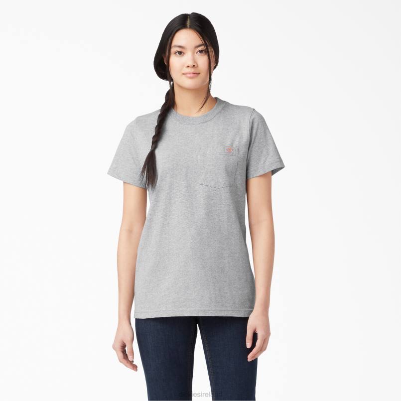 Dickies Women Short Sleeve Heavyweight T-Shirt Heather Gray (HG) N80J1958 Apparel