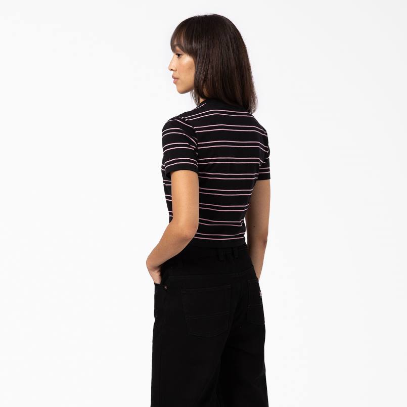 Dickies Women Westover Striped T-Shirt Black (KBK) N80J2090 Apparel