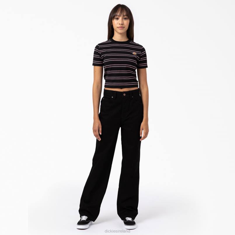 Dickies Women Westover Striped T-Shirt Black (KBK) N80J2090 Apparel
