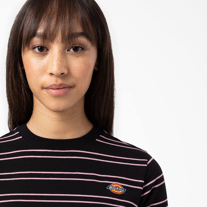 Dickies Women Westover Striped T-Shirt Black (KBK) N80J2090 Apparel