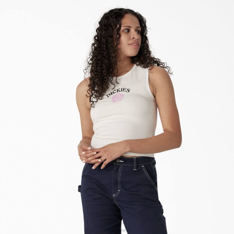 Dickies Women Graphic Cropped Tank Top White (WH) N80J2114 Apparel