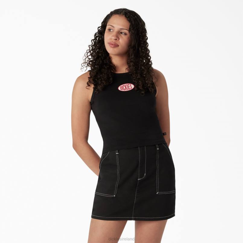 Dickies Women Racerback Cropped Tank Top Black (KBK) N80J2171 Apparel