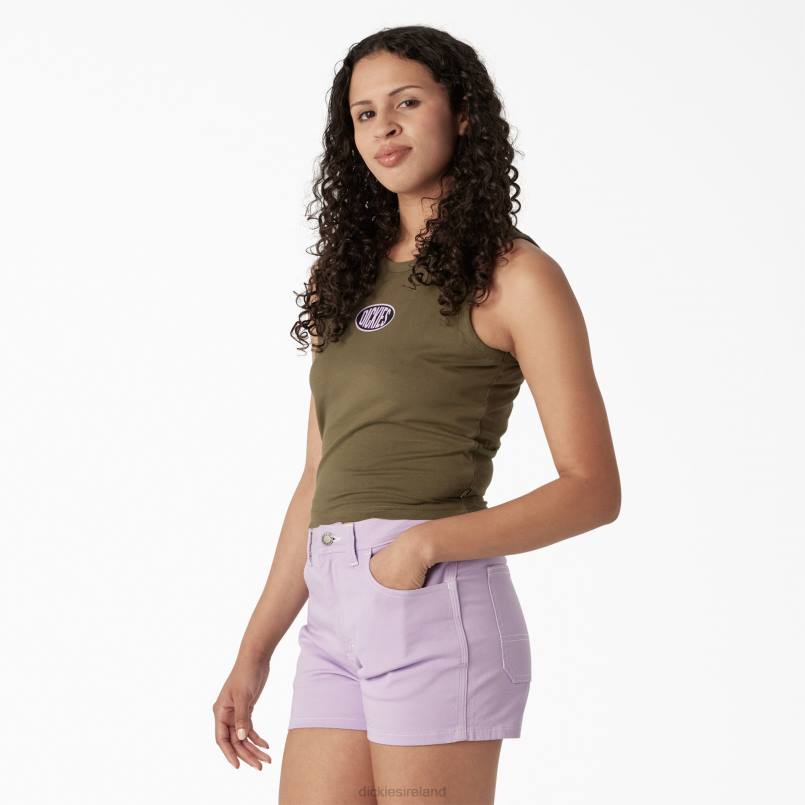 Dickies Women Racerback Cropped Tank Top Military Green (ML) N80J2172 Apparel