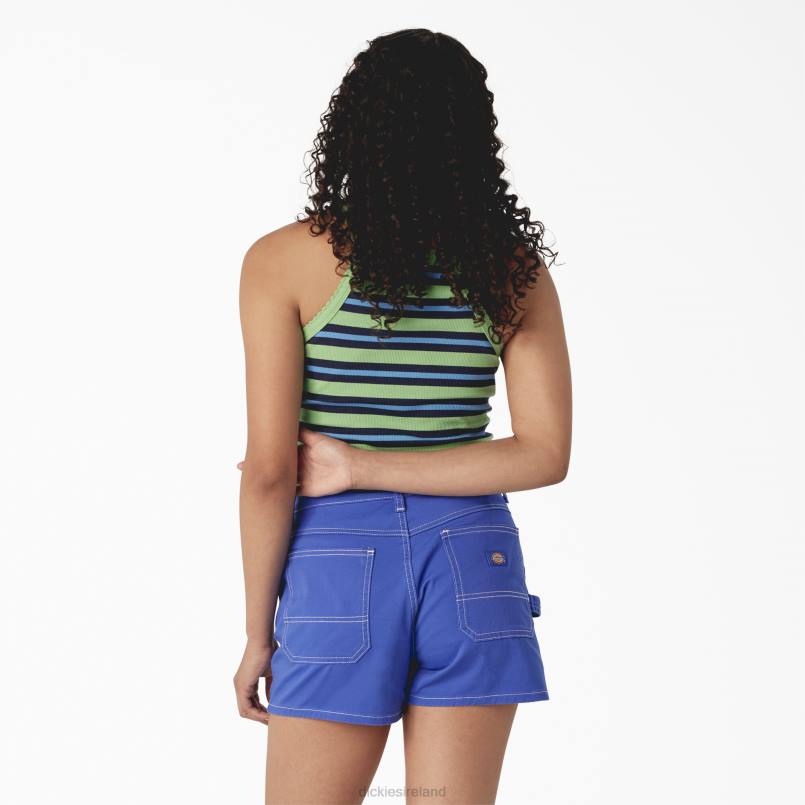 Dickies Women Rib Knit Cropped Tank Top Apple Mint Summer Fair Stripe (ASM) N80J2081 Apparel