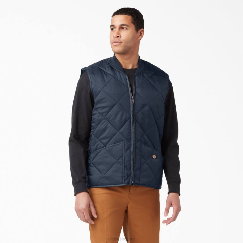 Dickies Men Diamond Quilted Vest Dark Navy (DN) N80J1023 Apparel