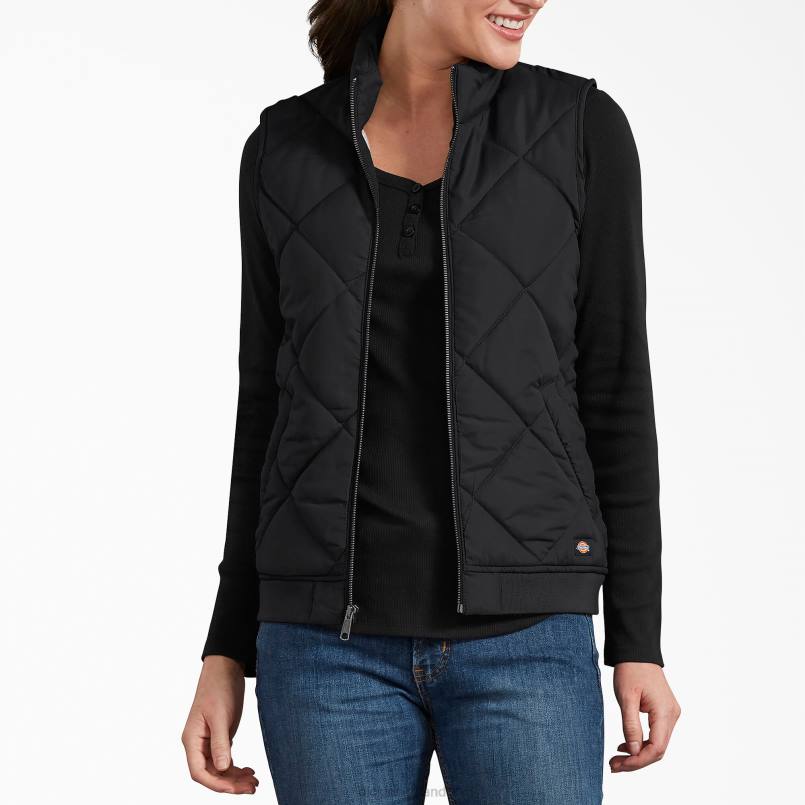Dickies Women Quilted Vest Black (BK) N80J2295 Apparel