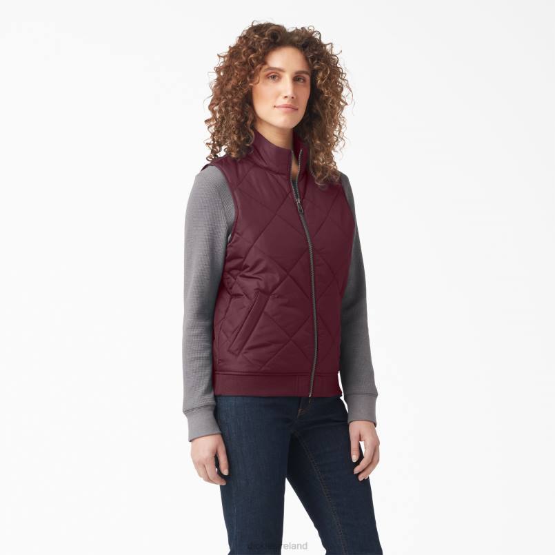 Dickies Women Quilted Vest Burgundy (BY) N80J2296 Apparel