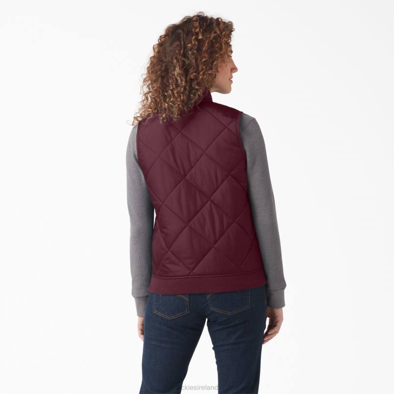 Dickies Women Quilted Vest Burgundy (BY) N80J2296 Apparel