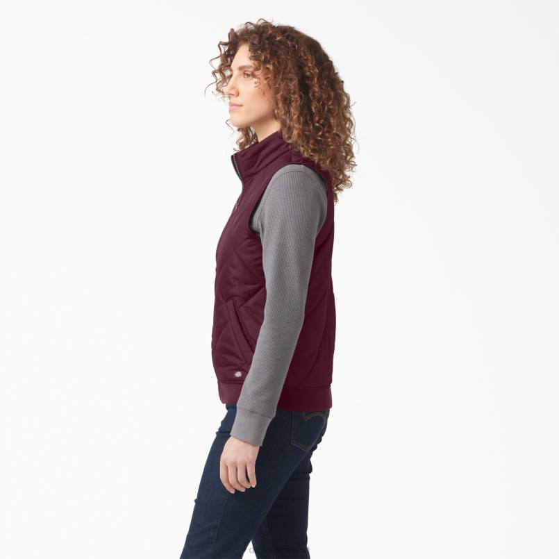 Dickies Women Quilted Vest Burgundy (BY) N80J2296 Apparel