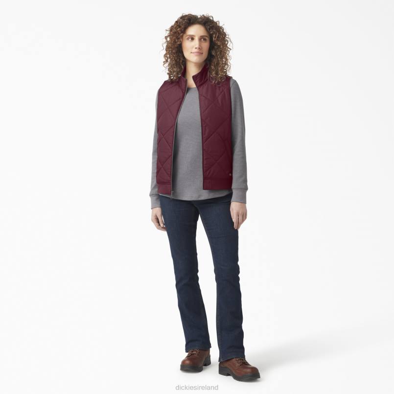 Dickies Women Quilted Vest Burgundy (BY) N80J2296 Apparel