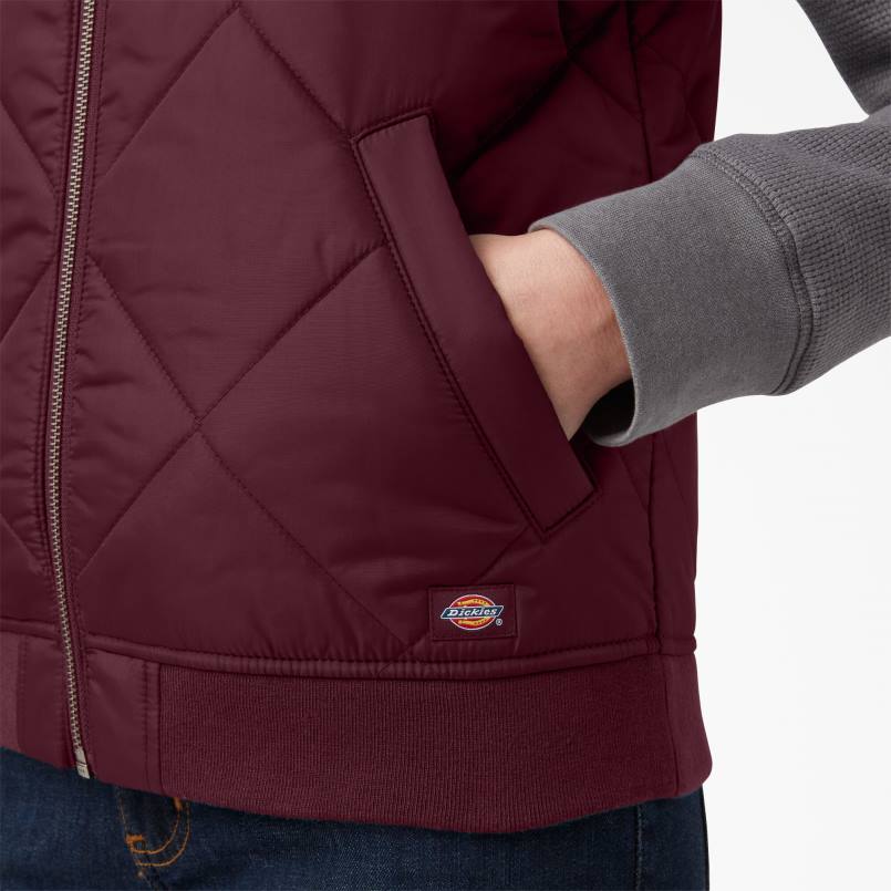 Dickies Women Quilted Vest Burgundy (BY) N80J2296 Apparel