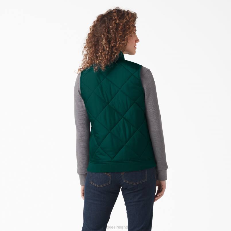 Dickies Women Quilted Vest Forest Green (FT) N80J2297 Apparel