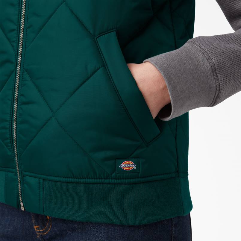 Dickies Women Quilted Vest Forest Green (FT) N80J2297 Apparel