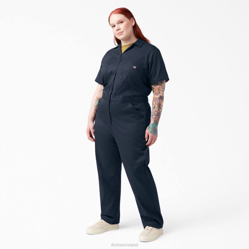 Dickies Women Plus FLEX Cooling Short Sleeve Coveralls Dark Navy (DN) N80J1551 Work Apparel