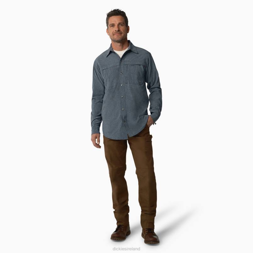 Dickies Men Cooling Long Sleeve Work Shirt Airforce Blue (AFD) N80J674 Work Apparel