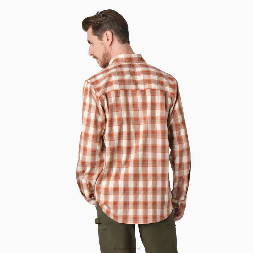 Dickies Men Cooling Long Sleeve Work Shirt Copper/Brown Plaid (C1W) N80J679 Work Apparel
