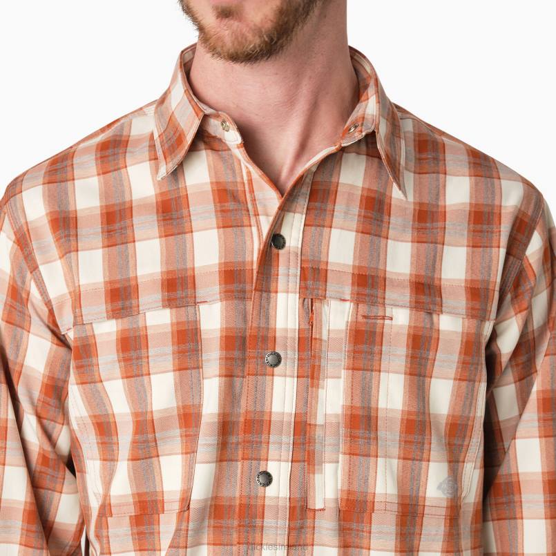 Dickies Men Cooling Long Sleeve Work Shirt Copper/Brown Plaid (C1W) N80J679 Work Apparel