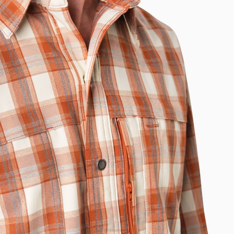 Dickies Men Cooling Long Sleeve Work Shirt Copper/Brown Plaid (C1W) N80J679 Work Apparel