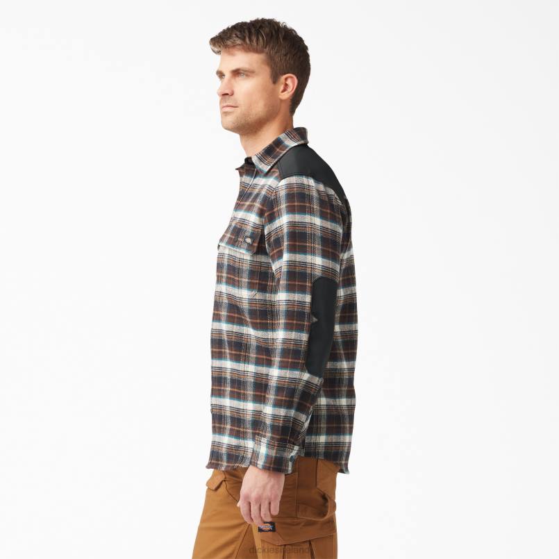 Dickies Men Heavyweight Brawny Flannel Shirt Chocolate Brown Plaid (A1H) N80J949 Work Apparel