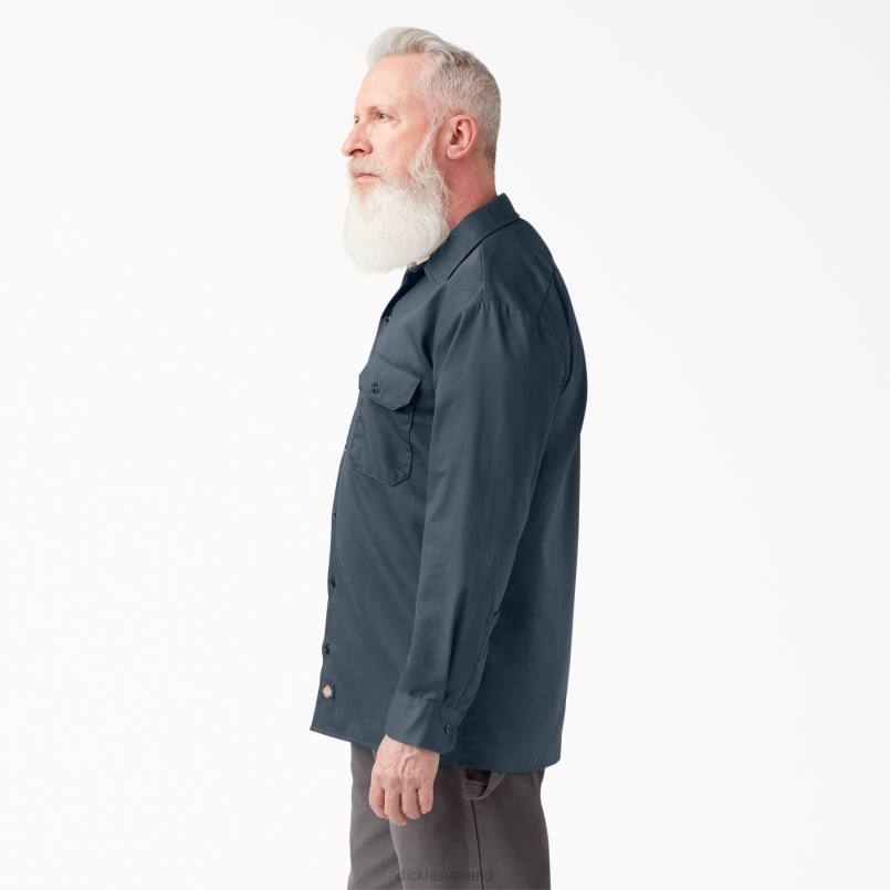 Dickies Men Long Sleeve Work Shirt Airforce Blue (AF) N80J556 Work Apparel