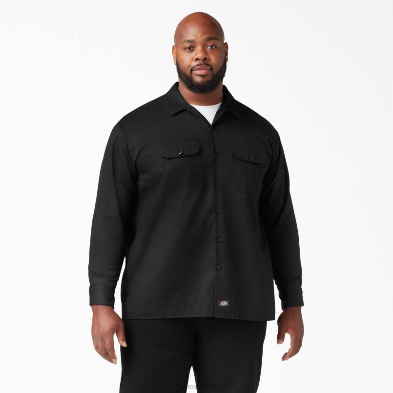 Dickies Men Long Sleeve Work Shirt Black (BK) N80J557 Work Apparel