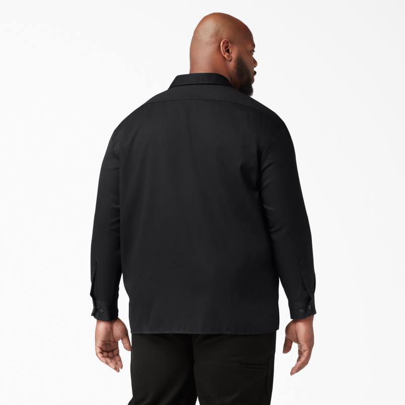 Dickies Men Long Sleeve Work Shirt Black (BK) N80J557 Work Apparel