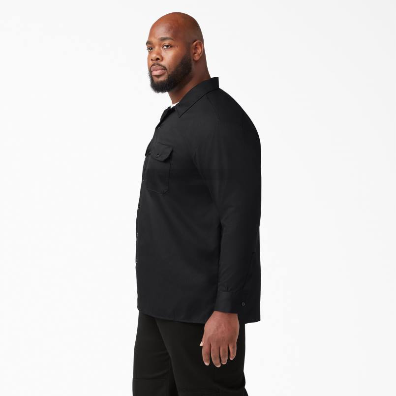 Dickies Men Long Sleeve Work Shirt Black (BK) N80J557 Work Apparel