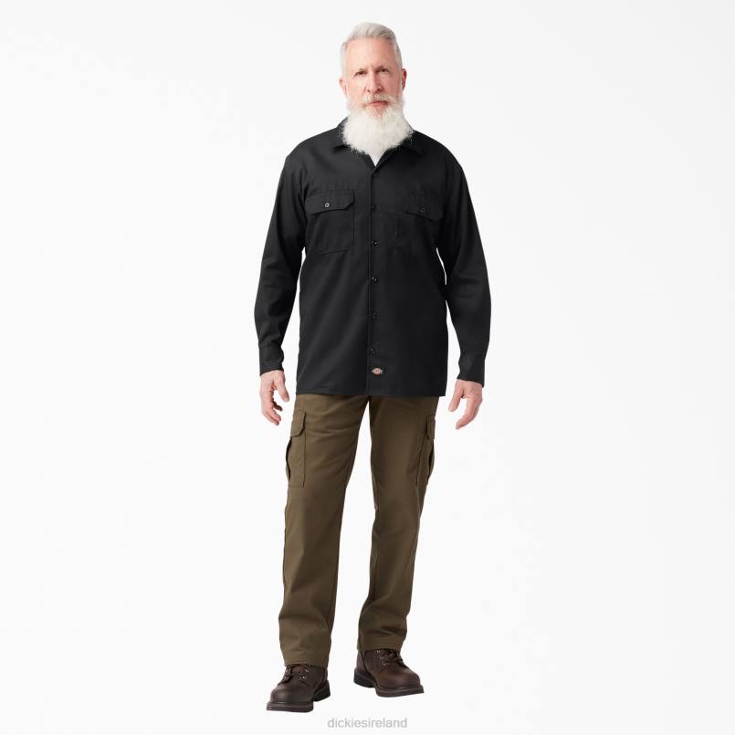 Dickies Men Long Sleeve Work Shirt Black (BK) N80J557 Work Apparel