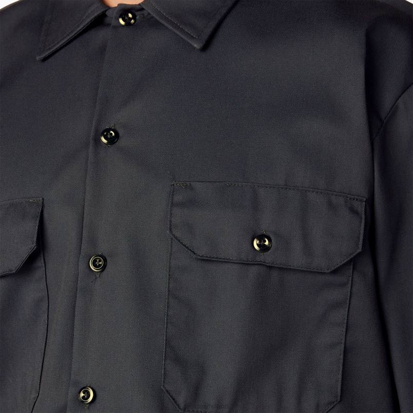 Dickies Men Long Sleeve Work Shirt Black (BK) N80J557 Work Apparel