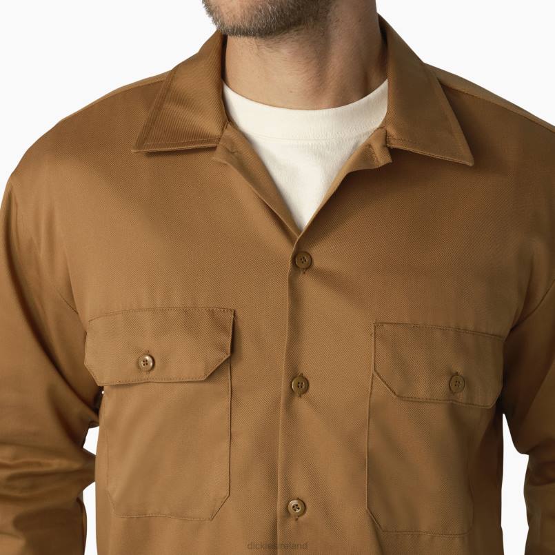Dickies Men Long Sleeve Work Shirt Brown Duck (WSD) N80J569 Work Apparel