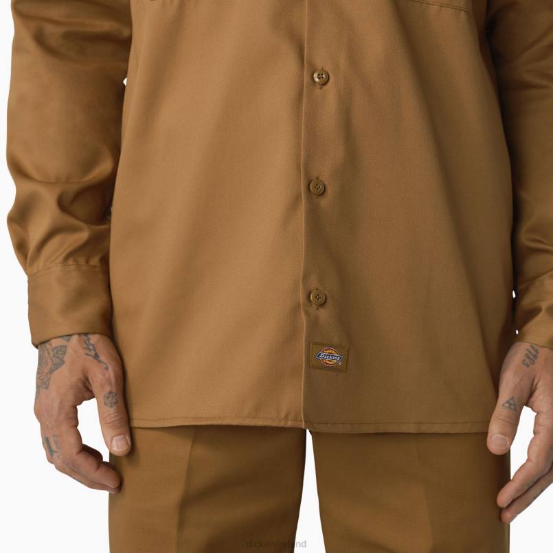 Dickies Men Long Sleeve Work Shirt Brown Duck (WSD) N80J569 Work Apparel